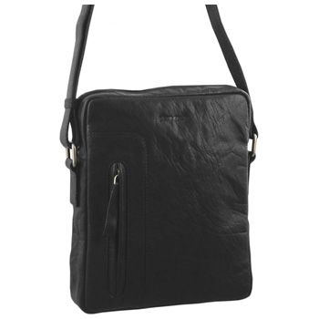 Pierre Cardin Rustic Leather iPad/Tablet Bag - Black