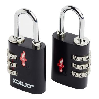 Korjo TSA Combination Lock Duo Pack Black