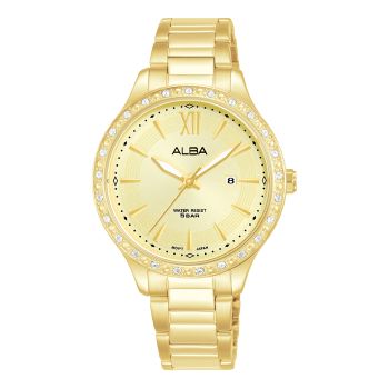 Alba Fashion Ladies Gold Crystal Dress Watch