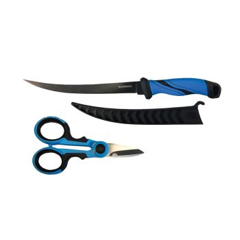 Shimano 7 Fillet Knife & Stainless Steel Braid Scissor Bundle