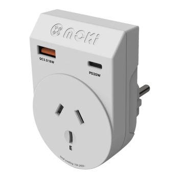 Moki Travel Adaptor PLUS AU/NZ To Europe Outbound