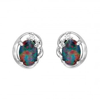 Wellington Golden Wishes Triplet Opal Earrings - White Gold