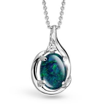 Wellington Mystique Triplet Opal Pendant - 25mm - White Gold