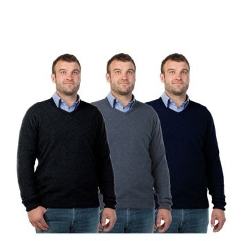 Native World Possum & Merino Vee Neck Sweater - Charcoal - 2XL