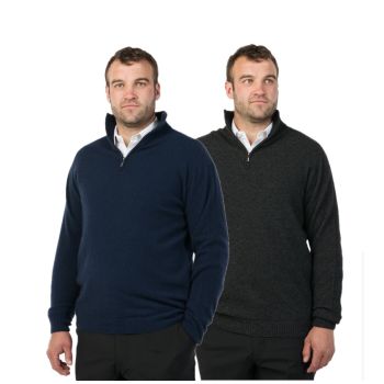 Native World Possum & Merino Lightweight Half Zip Sweater - Charcoal - 2XL