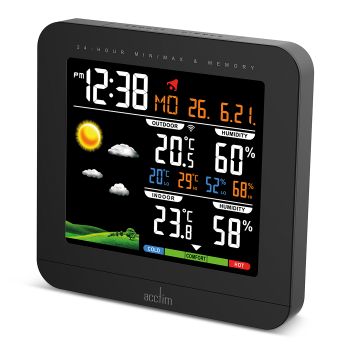 Acctim Wyndham Colour Weatherstation Clock (Black)