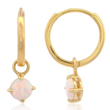 Georgini Wisteria Created Opal Dangle Hoop Earrings Gold