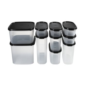 Tupperware Modular Dry Food Pantry Set Black Lids 10pc